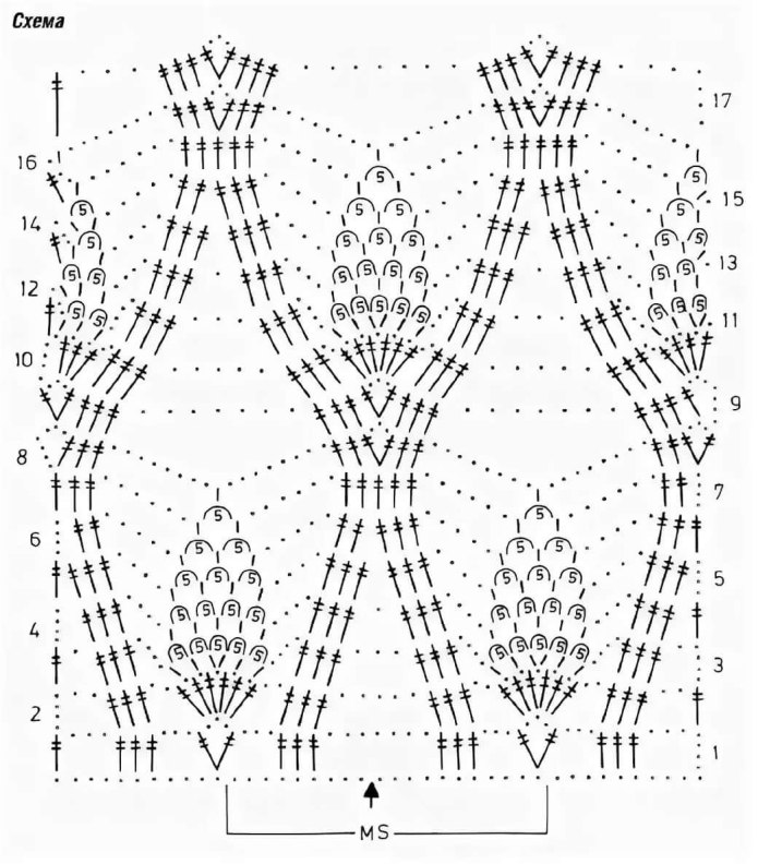 Ажурный шарф крючком схема