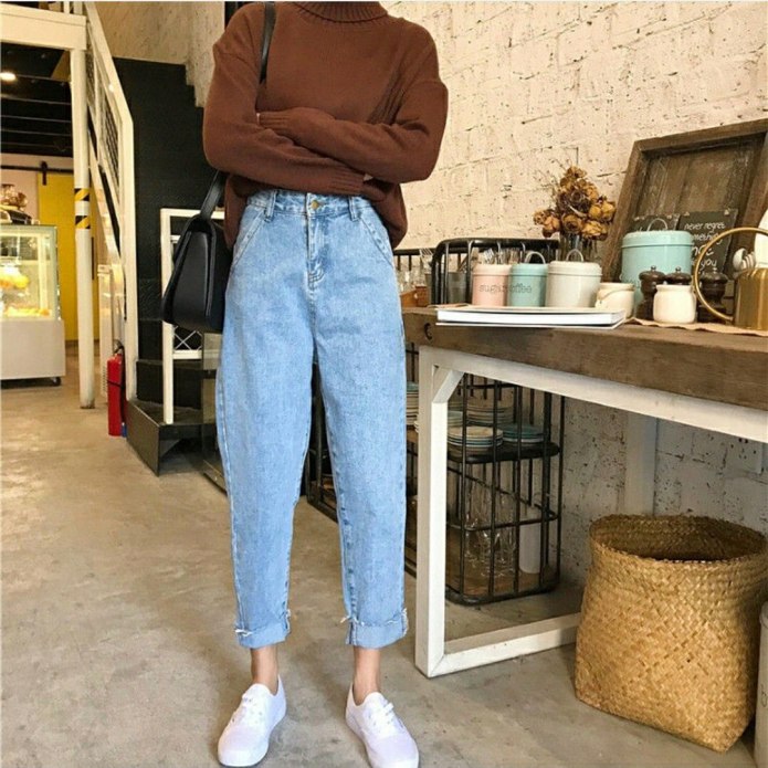Джинсы женские слоучи ZDN 1398-Blue