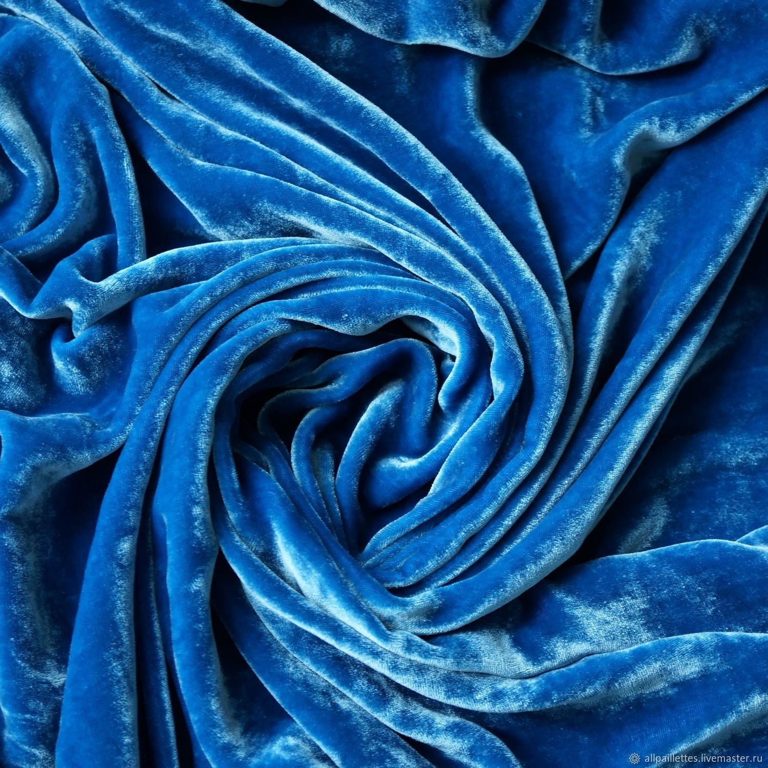 Бархатный хлопок. Бархат (вельвет) шелк/вискоза, Италия. Бархатная ткань. Бархат ткань. Синяя ткань.