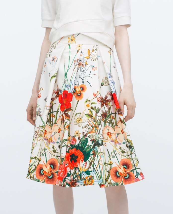 Юбка Zara Midi с цветами