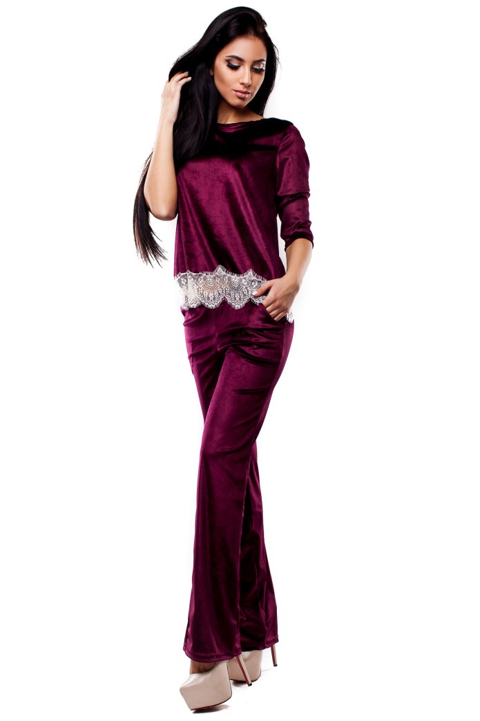 Бархатный костюм брючный Donna Karan