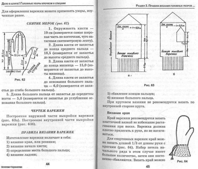 Расчет вязания варежек спицами