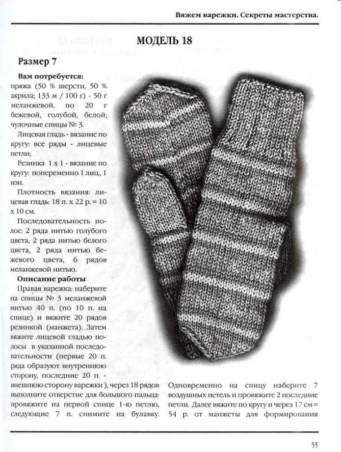 Рукавицы схема вязания спицами с описанием