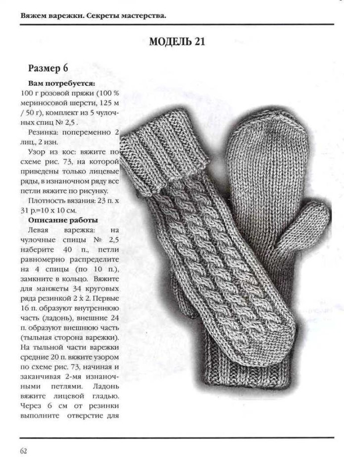 Рукавицы вязаные спицами схемы