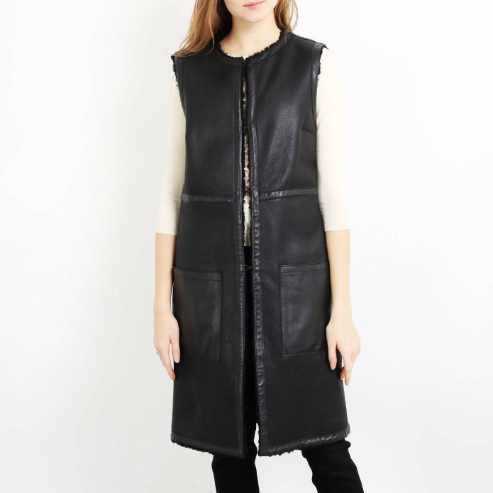 Жилет удлиненный кожаные Zara