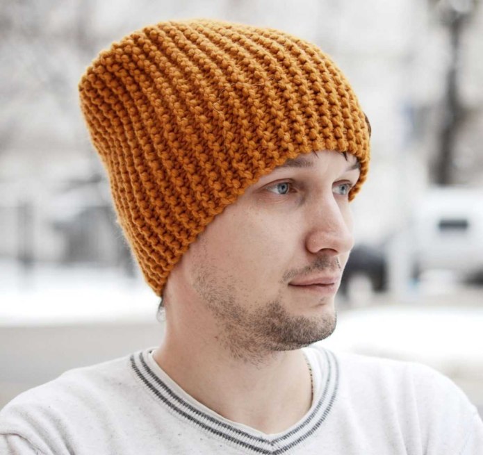 Мужская шапка бини крючком