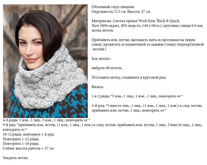 Шапка петлей Мебиуса вязание спицами