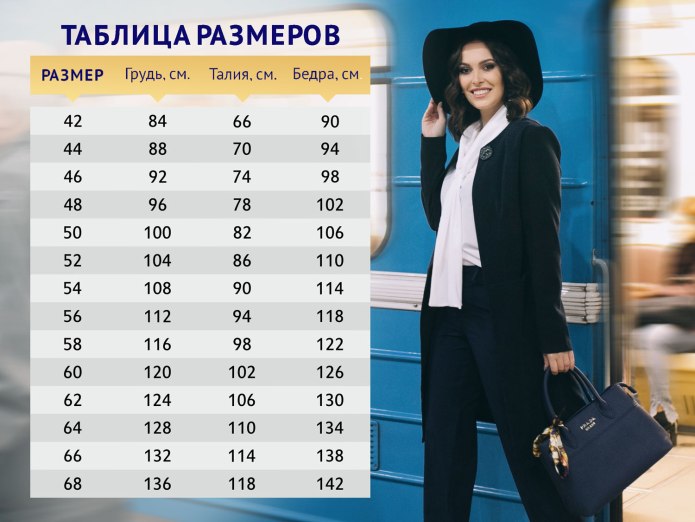 Размерная сетка женских костюмов брючных