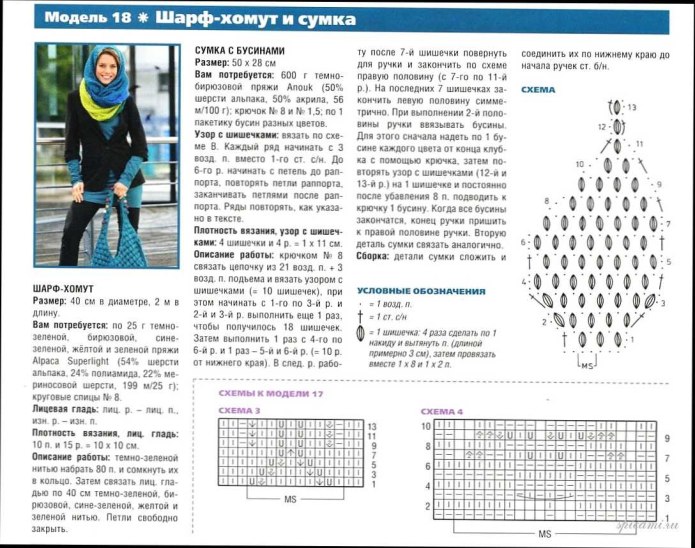 Шарф хомут крючком схема вязания