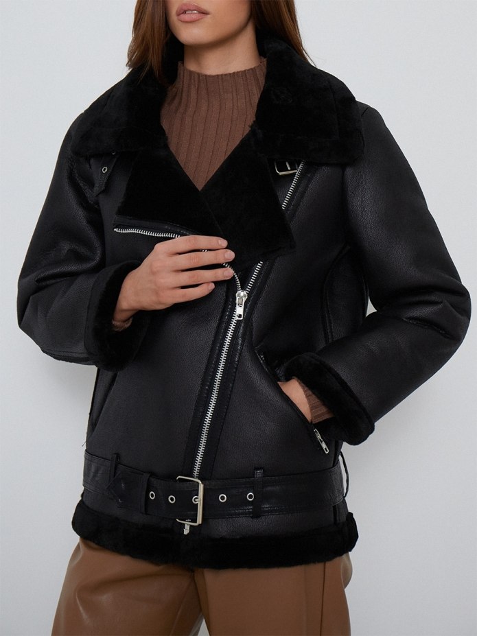 Mens Shearling Jacket b3 Flight Jacket Sheepskin Aviator Winter Coat fur Bomber Leather Jacket