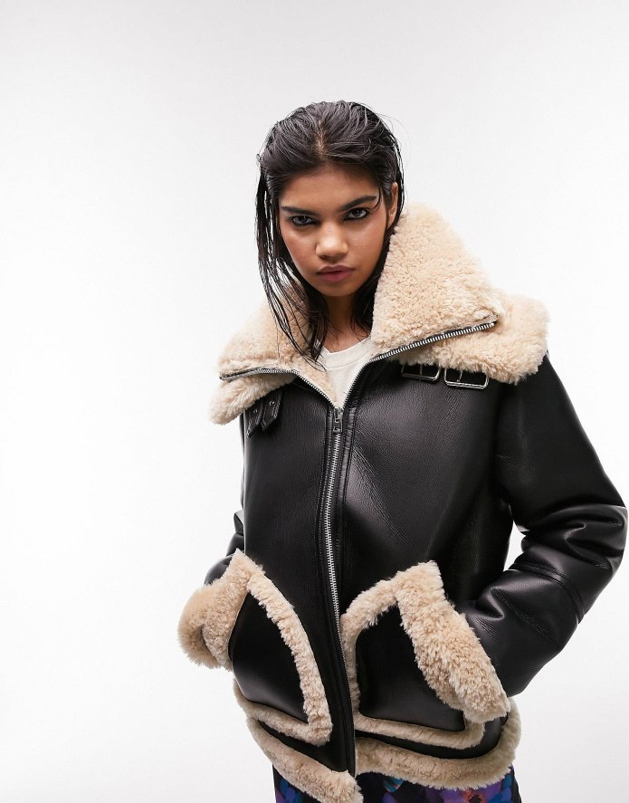 Mens Shearling Jacket b3 Flight Jacket Sheepskin Aviator Winter Coat fur Bomber Leather Jacket