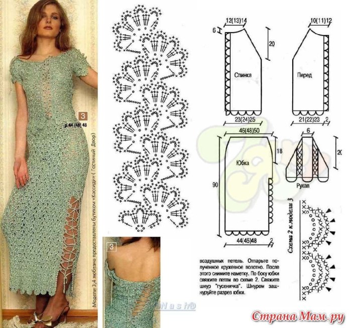 Вязаные крючком платья для женщин со схемами