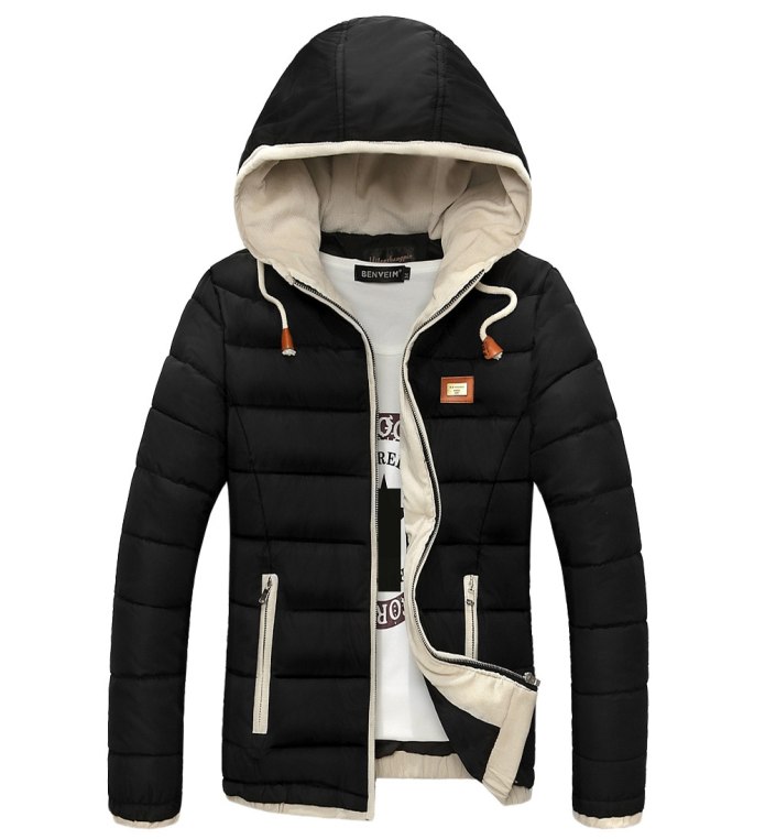 Пуховик мужской с капюшоном t1006y- Black