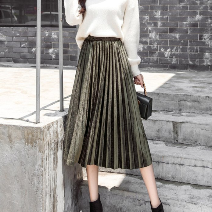 Зелёная плиссированная юбка миди Zara
