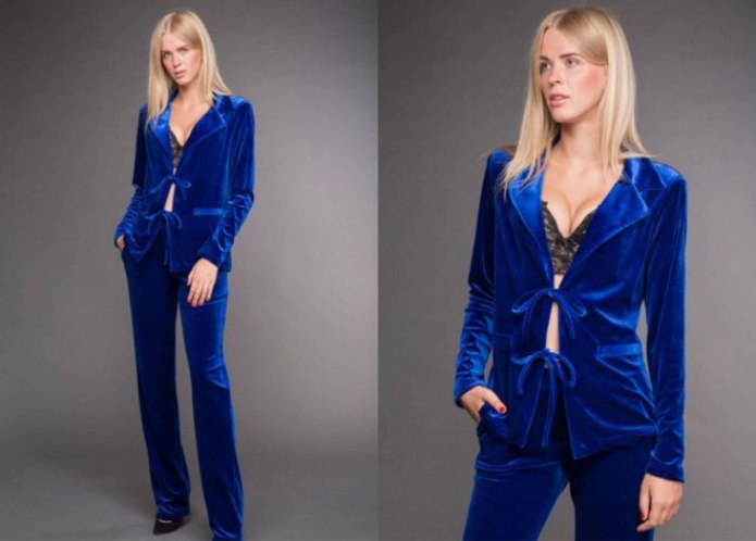 Бархатный костюм брючный Donna Karan