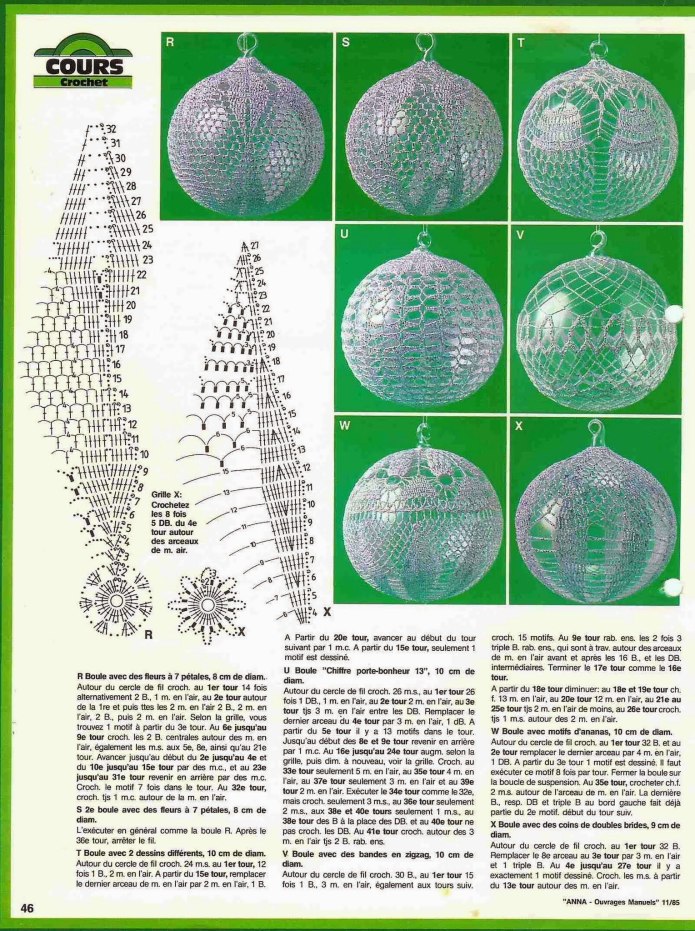 Ажурные шары на елку крючком схемы и описание