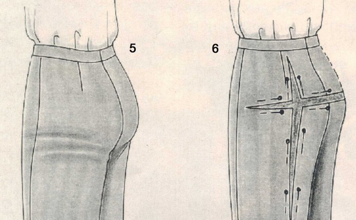 Корректировка посадки брюк женских сзади