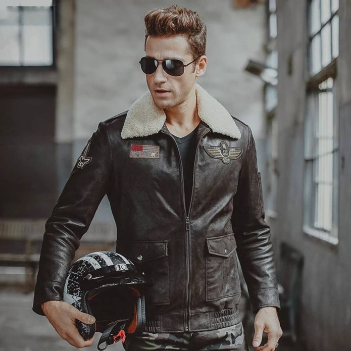 Куртка Aviator кожаная мужская бомбер