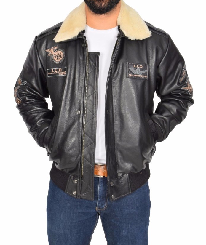 Куртка Black Aviator Leather Jacket