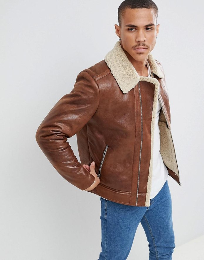 Кожаная куртка Jack & Jones с мехом