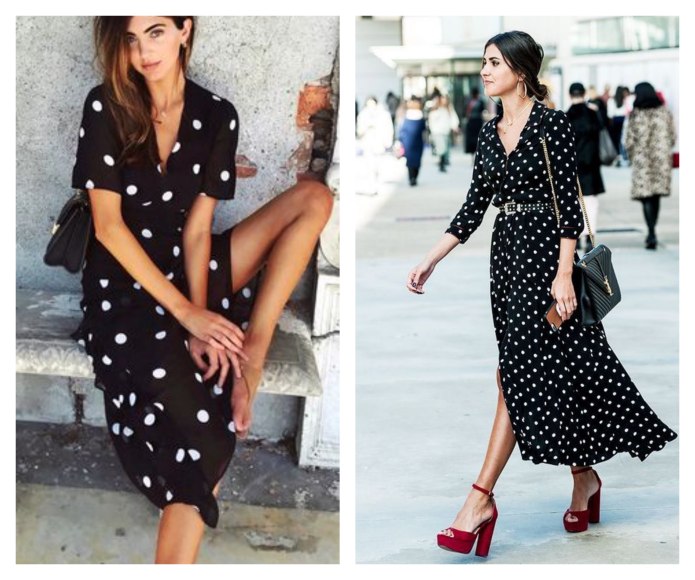 Платье в горошек Street Style