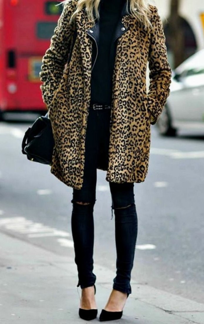 Леопардовая шуба Street Style