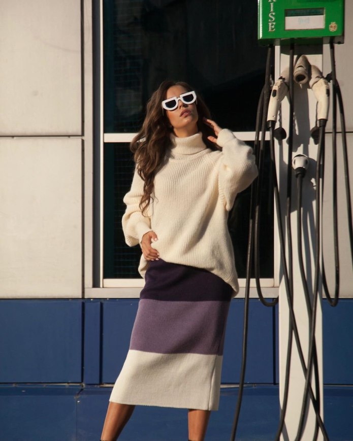 Юбка Zara миди черно белая
