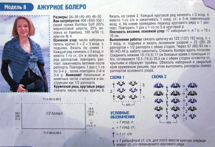 Вязание на спицах ажурное болеро с описанием